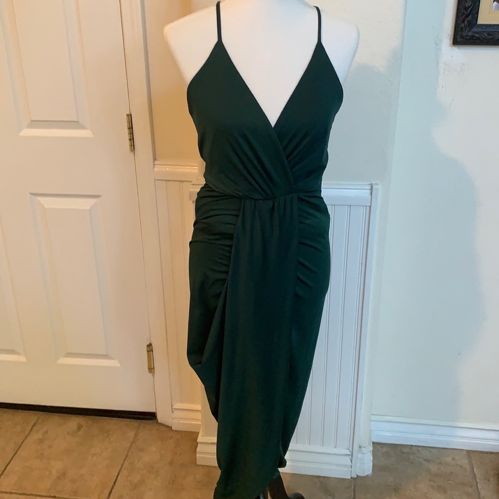 Charlotte Russe Forest Green mid-calf X-back dress